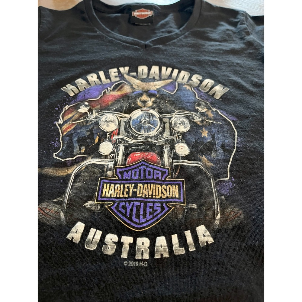 Harley Davidson T Shirt Womens Small Black Australia V Neck Quick Fix 2019